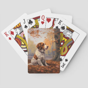 Brittany Spaniel i höstlöv Fall Inspire Casinokort