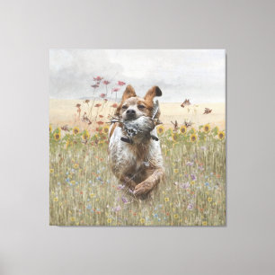 Brittany Spaniel jagar vaktel , Art Canvastryck