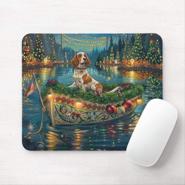 Brittany Spaniel Jul Festlig resa Musmatta (Med mus)