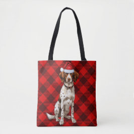 Brittany Spaniel Jul Hund Röd Säsongsbetonad Rutig Tygkasse