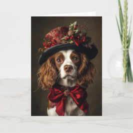 Brittany Spaniel Jul Viktoriansk Hund Helgkort