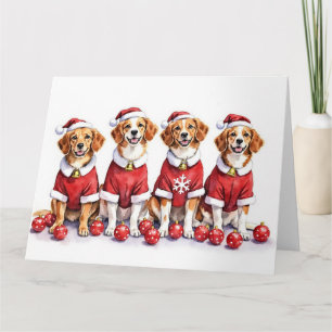Brittany Spaniel Julklänning Tomtehatt Kort