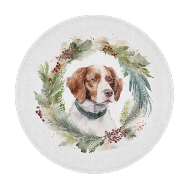 Brittany Spaniel Julkrans Festlig Valp (Framsidan)