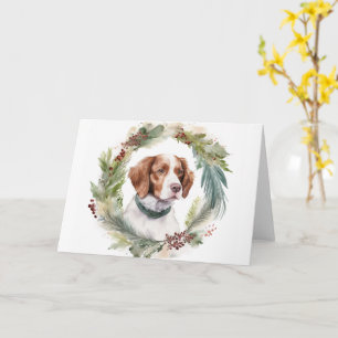 Brittany Spaniel Julkrans Festlig Valp Kort