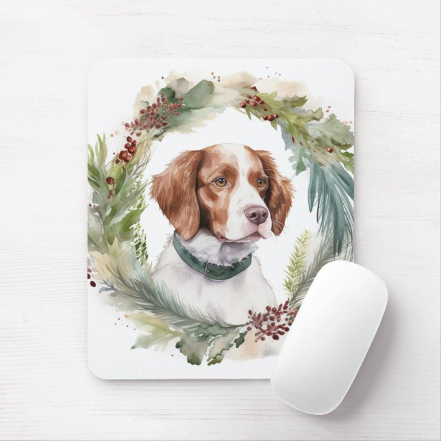 Brittany Spaniel Julkrans Festlig Valp Musmatta (Med mus)