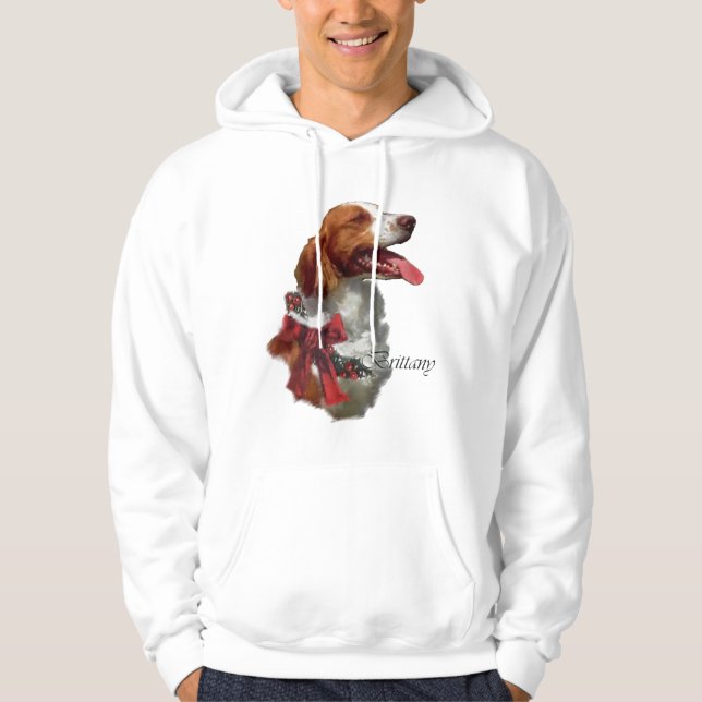 Brittany Spaniel Julpresenter Hoodie (Framsida)