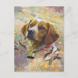 Brittany Spaniel Konst , Fasan jakt Vykort