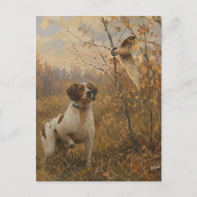 Brittany Spaniel – Måsjakt Konst Vykort (Framsida)