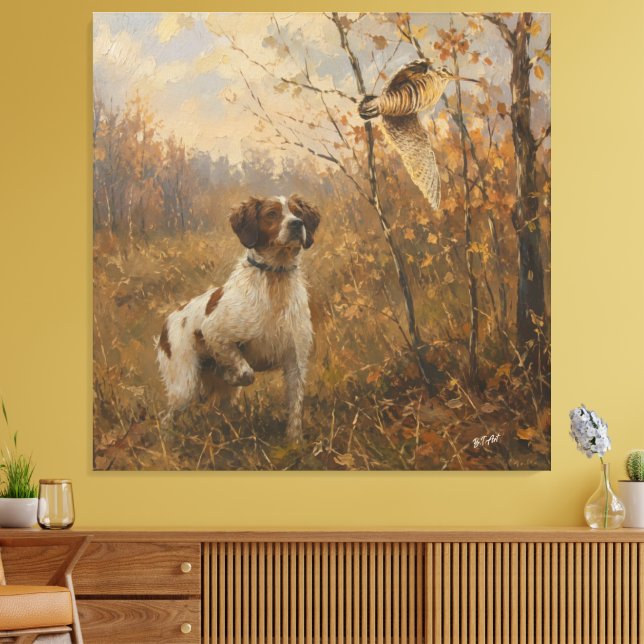 Brittany Spaniel – Måsjaktskonst Canvastryck (Insitu (Vardagsrum))