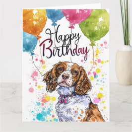Brittany Spaniel med ballonger Kort