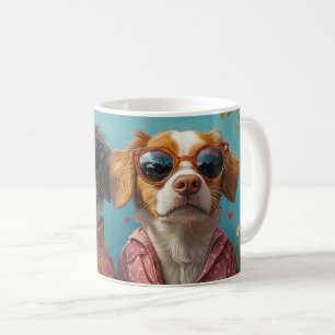 Brittany Spaniel Med Hjärtrosor Alla Hjärtans Dag Kaffemugg