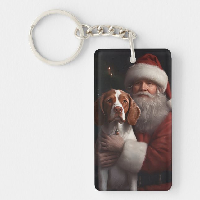 Brittany Spaniel Med Tomte Jul (Framsidan)