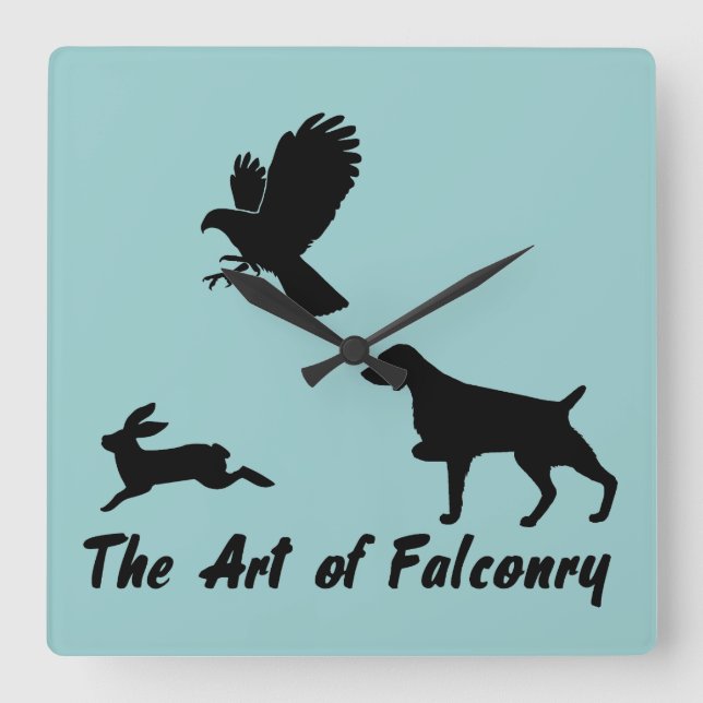 Brittany Spaniel och Falconry Fyrkantig Klocka (Framsida)
