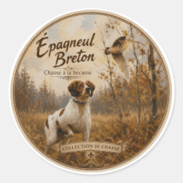Brittany Spaniel och morkulla  Runt Klistermärke