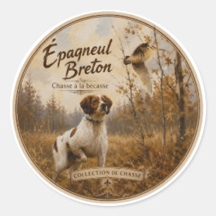 Brittany Spaniel och morkulla Runt Klistermärke