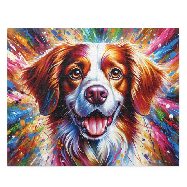 Brittany Spaniel: Orange och Vit Epagneul Pussel (Brittany Spaniel Puzzle: Orange and White Epagneul Breton Jigsaw)