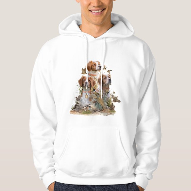 Brittany Spaniel, passion för fåglar Hoodie (Framsida)