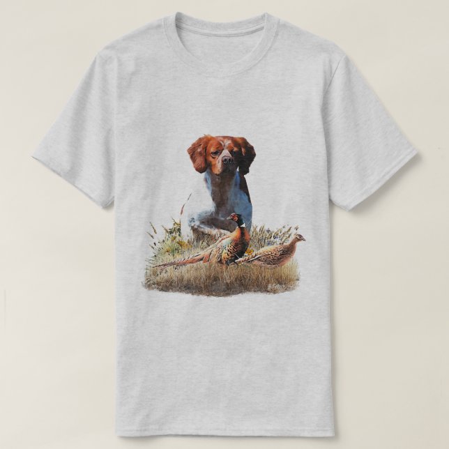 Brittany Spaniel, passion för fåglar T Shirt (Design framsida)