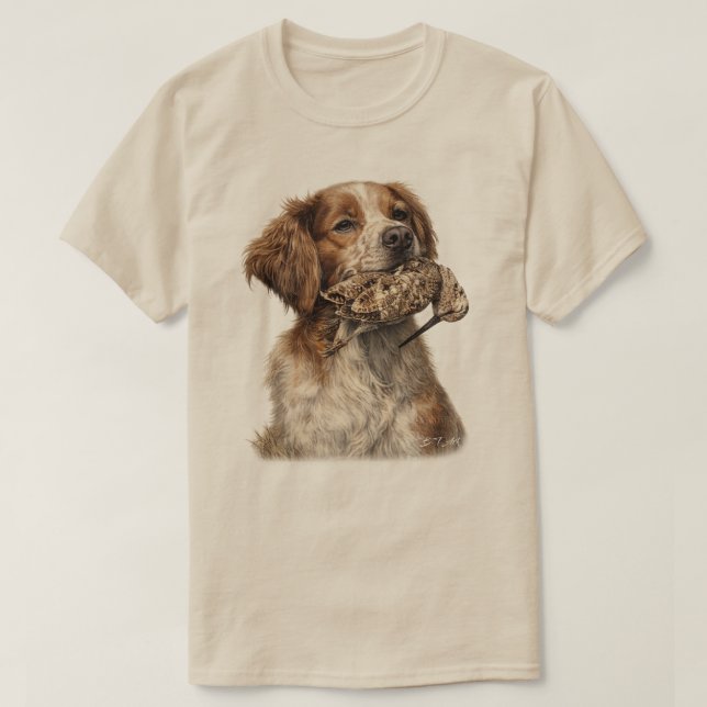 Brittany Spaniel, passion för fåglar T Shirt (Design framsida)