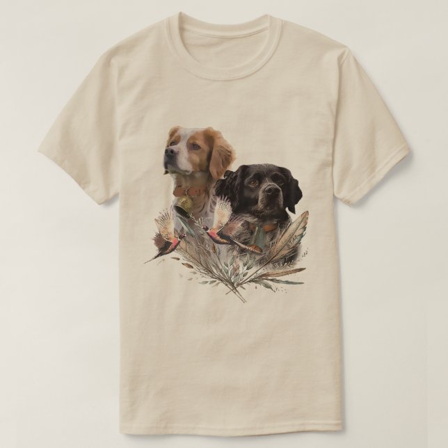 Brittany Spaniel, passion för fåglar T Shirt (Design framsida)
