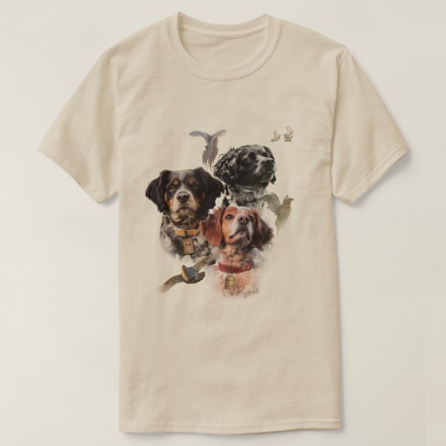 Brittany Spaniel, passion för fåglar T Shirt (Design framsida)