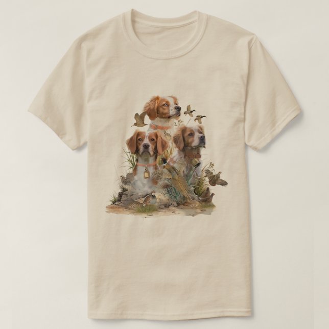 Brittany Spaniel, passion för fåglar T Shirt (Design framsida)