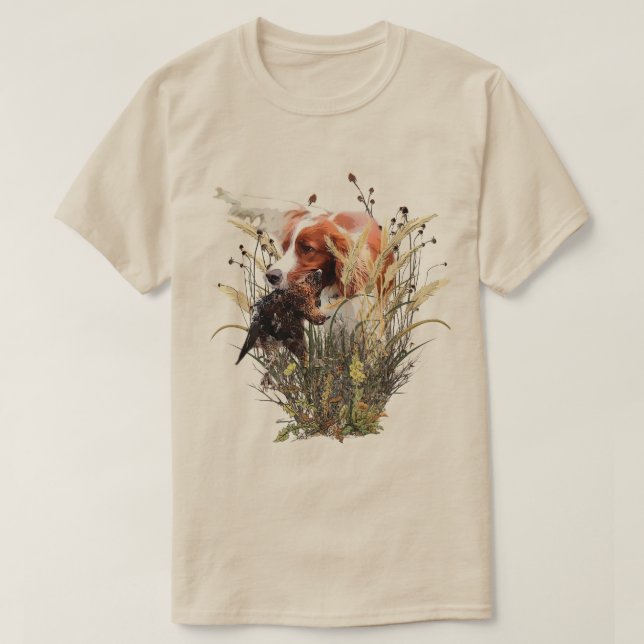 Brittany Spaniel, passion för fåglar T Shirt (Design framsida)