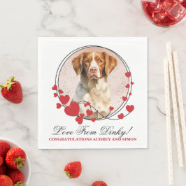 Brittany Spaniel Röd Hjärt Ram Hund Foto Pappersservett