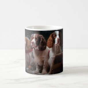 Brittany Spaniel Snöig släde juldekoration Kaffemugg
