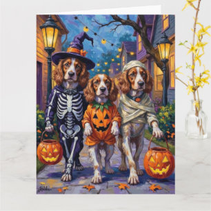 Brittany Spaniel som trick-or-treating på Hallowee Kort