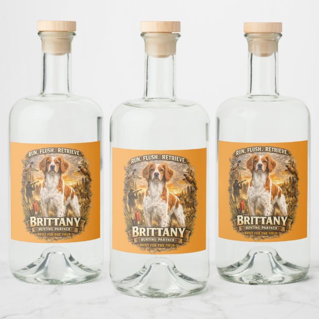 Brittany Spaniel Spritflaskor Etikett (Flaskor)