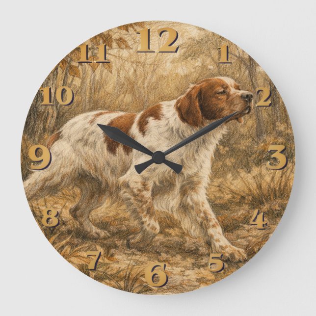 Brittany Spaniel Stor Klocka (Framsida)