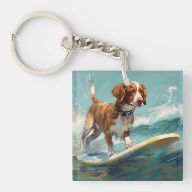 Brittany Spaniel Strand Surfing Målning (Framsidan)