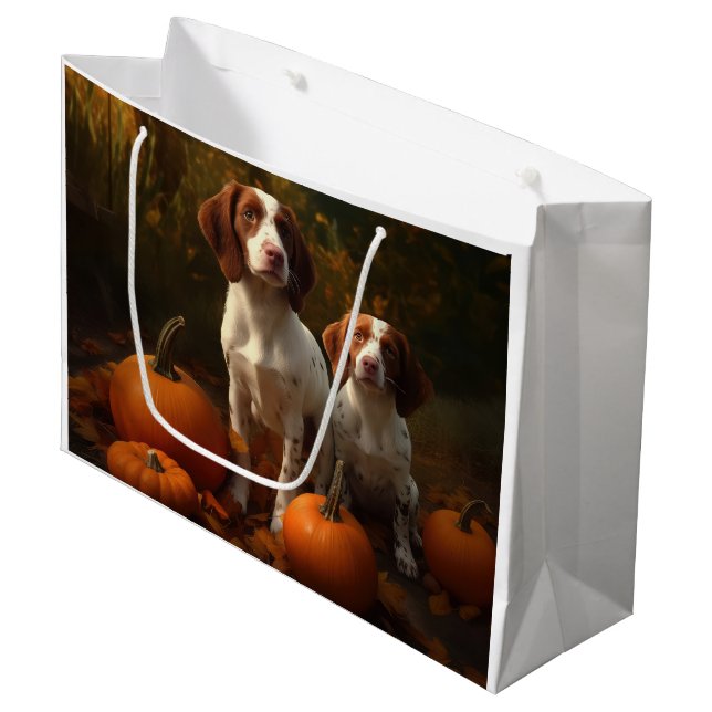 Brittany Spaniel Valp Höstglädje Pumpa (Framsidan Vinklad)