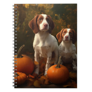 Brittany Spaniel Valp Höstglädje Pumpa Anteckningsbok