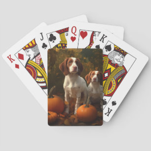 Brittany Spaniel Valp Höstglädje Pumpa Casinokort