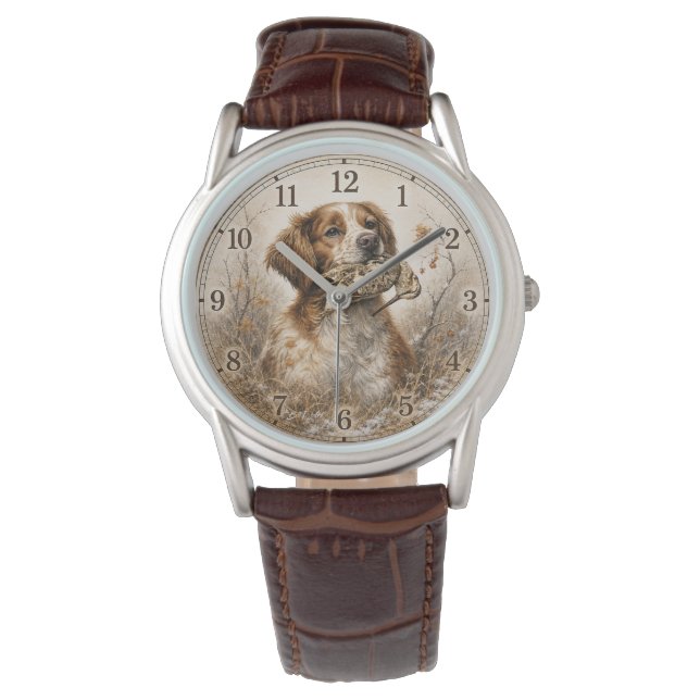 Brittany Spaniel & Woodcock Hunt Armbandsur (Framsida)