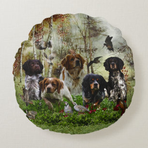 Brittany Spaniels, Fågeljakt Rund Kudde