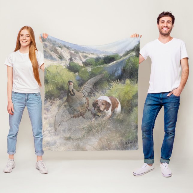 Brittany Spansk jaktchukar partridge, Art Fleecefilt (På plats)