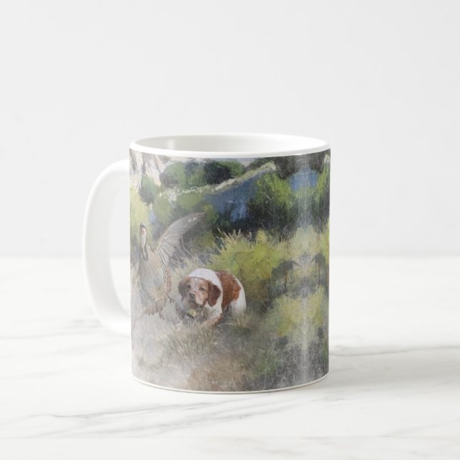 Brittany Spansk jaktchukar partridge, Art Kaffemugg (Framsida vänster)