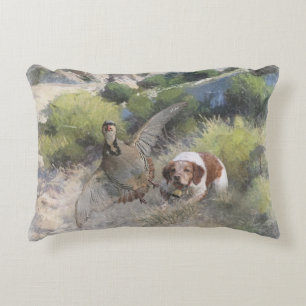 Brittany Spansk jaktchukar partridge, Art Prydnadskudde