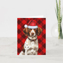 Brittany Spanska julhelgen Hund Red Play jul Helgkort