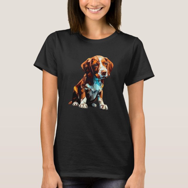 Brittany Springer Puppy Dog Pop Art T Shirt (Framsida)