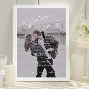 Brittany Svart Vit Cocktailmeny Bröllopsskylt Poster