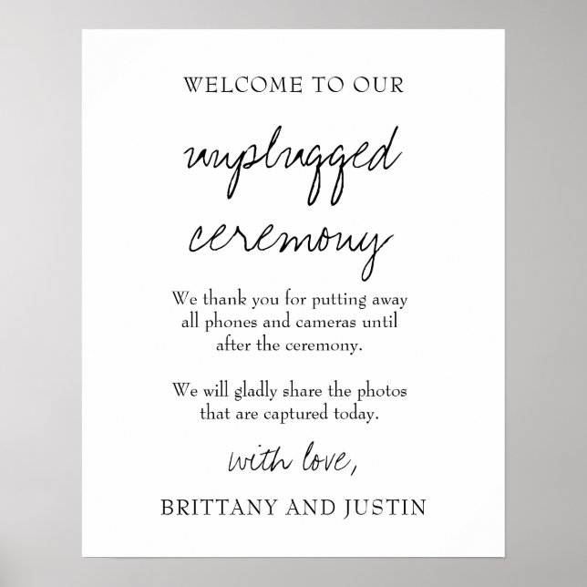 Brittany White Ceremony Bröllop-tecken utan pluggn Poster (Framsidan)