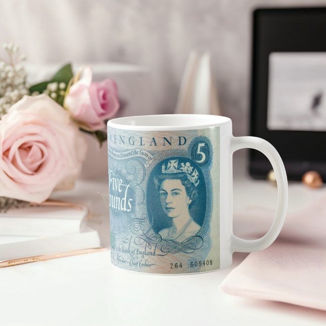 Brittisk 1966 £5 sedel mugg – Drottning Elizabeth  (Skapare uppladdad)