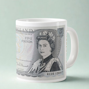 Brittisk 1971 £5 Sedel Mugg – Drottning Elizabeth Jumbo Mugg