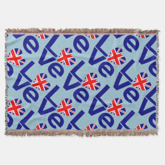 Brittisk Blå KÄRLEK Rutig Storbritannien Hjärtflag Mysfilt