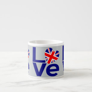 Brittisk Blå KÄRLEK Storbritannien Flagga Hjärta Espressomugg