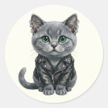 Brittisk blå punkkatt i läderjacka dekal
